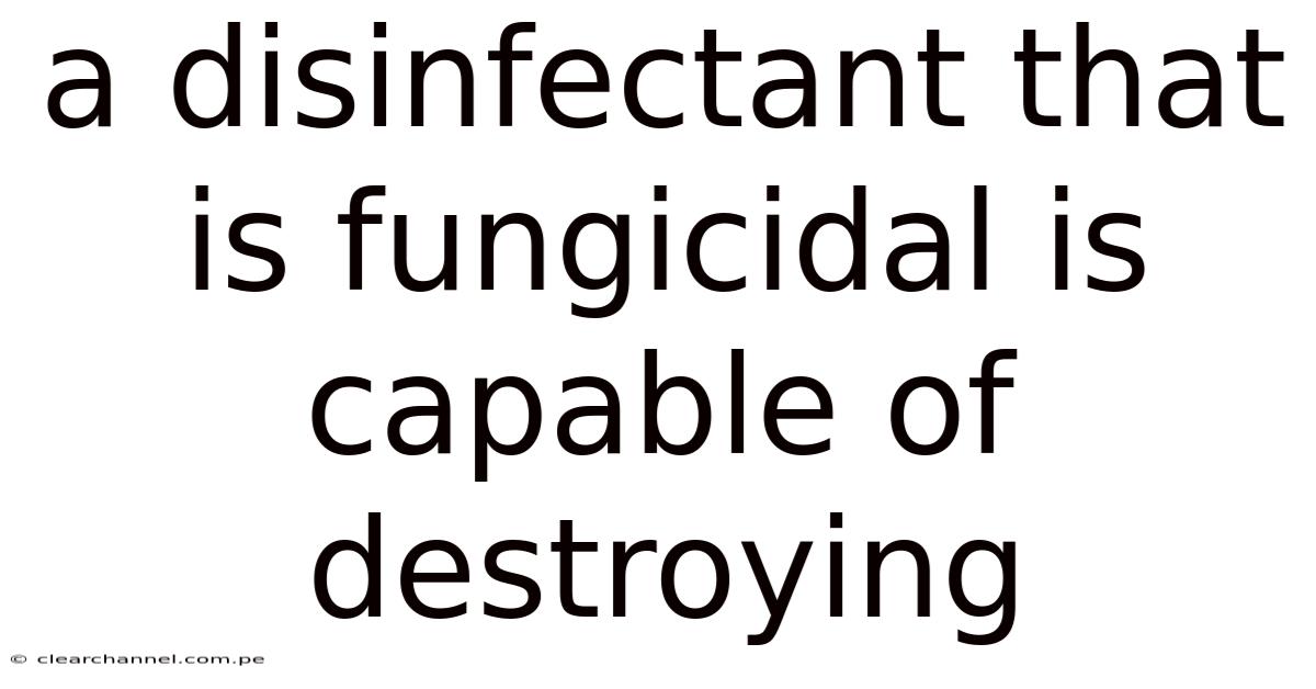 A Disinfectant That Is Fungicidal Is Capable Of Destroying