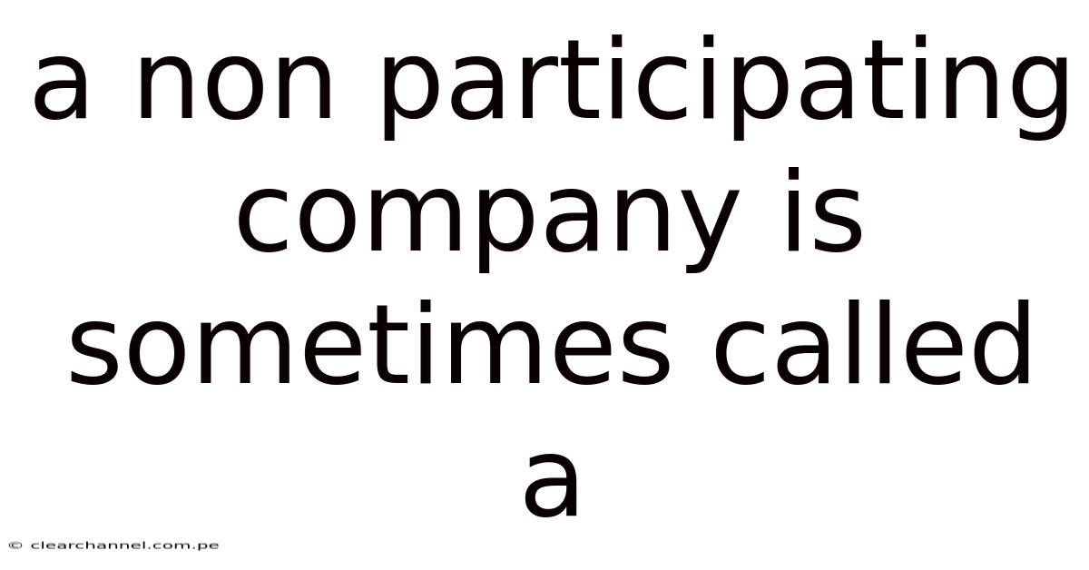A Non Participating Company Is Sometimes Called A