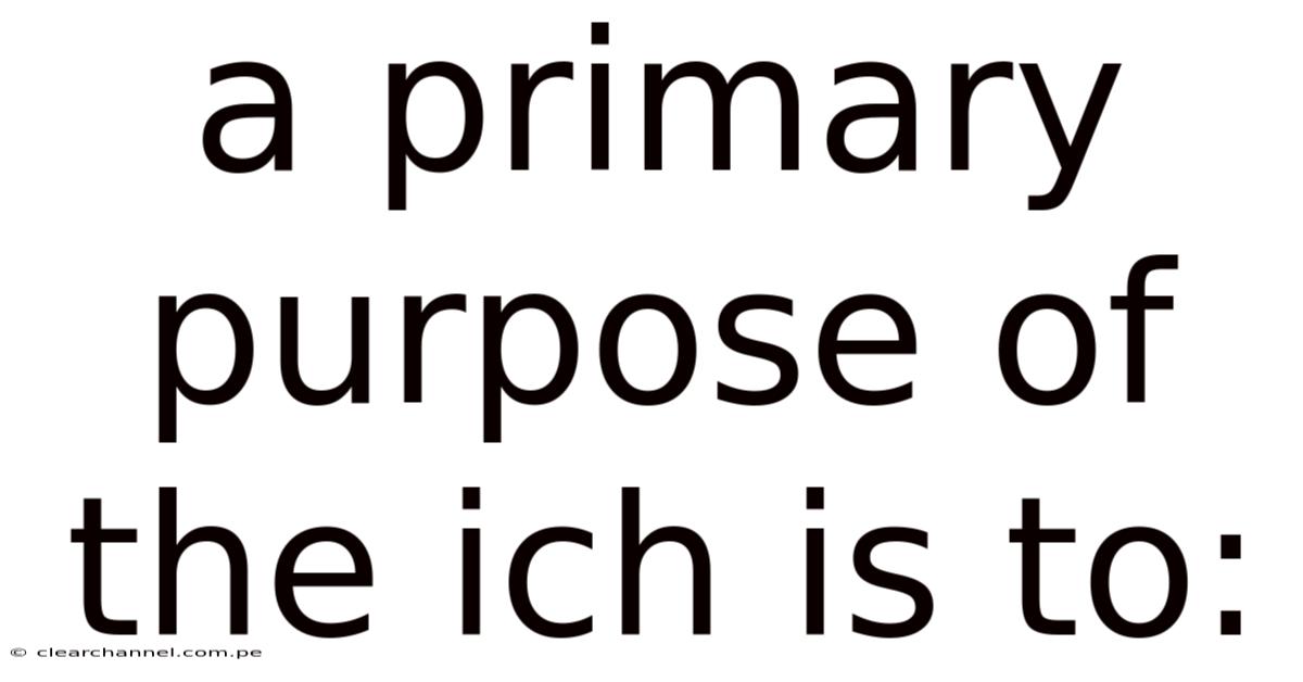A Primary Purpose Of The Ich Is To: