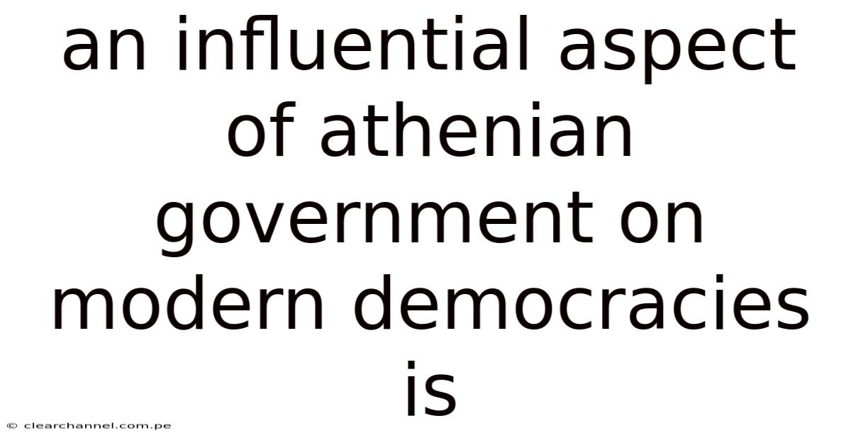 An Influential Aspect Of Athenian Government On Modern Democracies Is