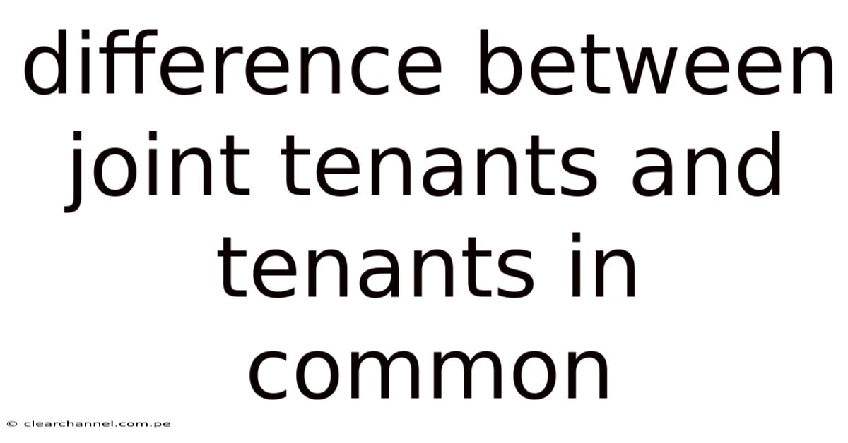 Difference Between Joint Tenants And Tenants In Common
