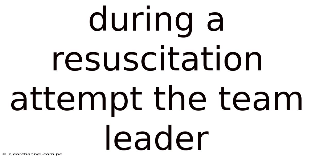 During A Resuscitation Attempt The Team Leader