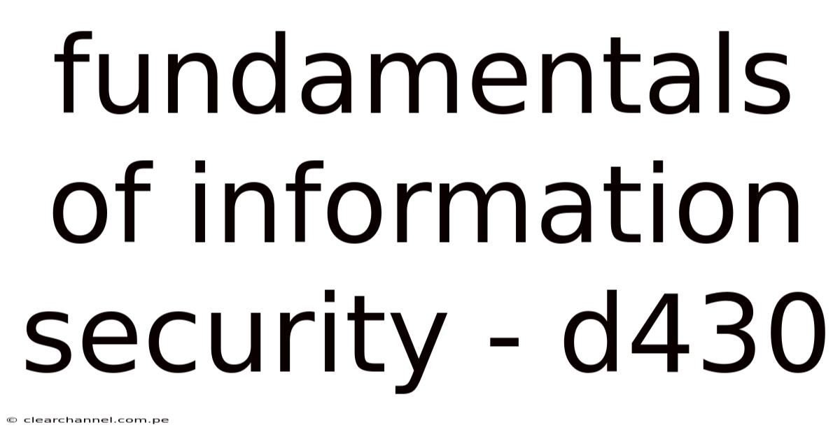 Fundamentals Of Information Security - D430
