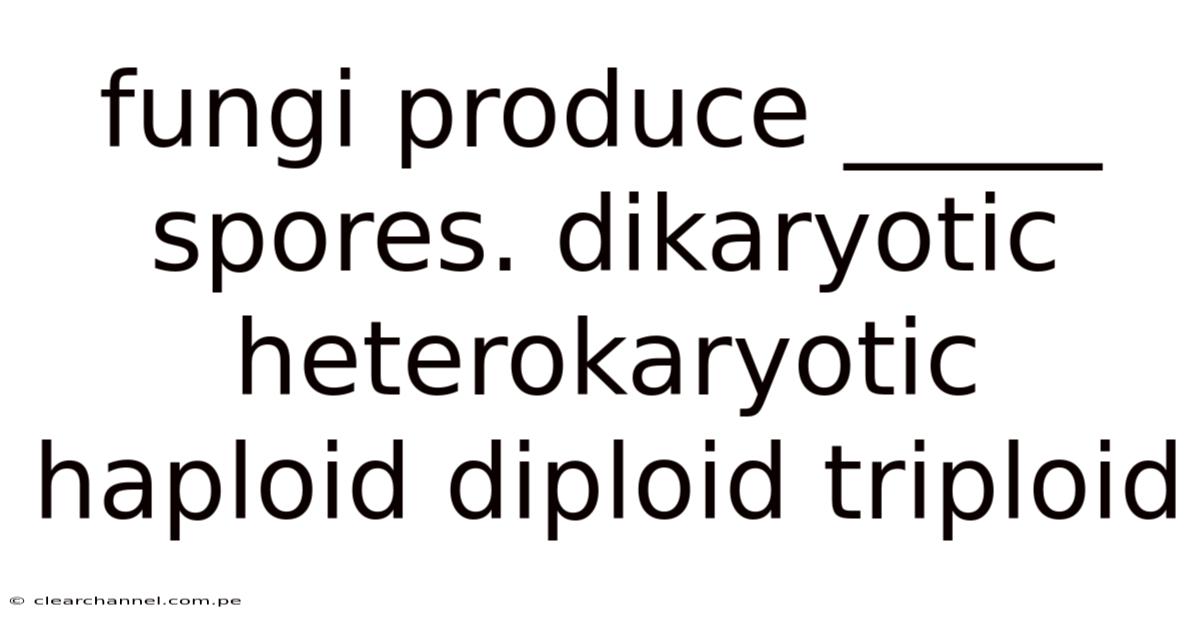 Fungi Produce _____ Spores. Dikaryotic Heterokaryotic Haploid Diploid Triploid