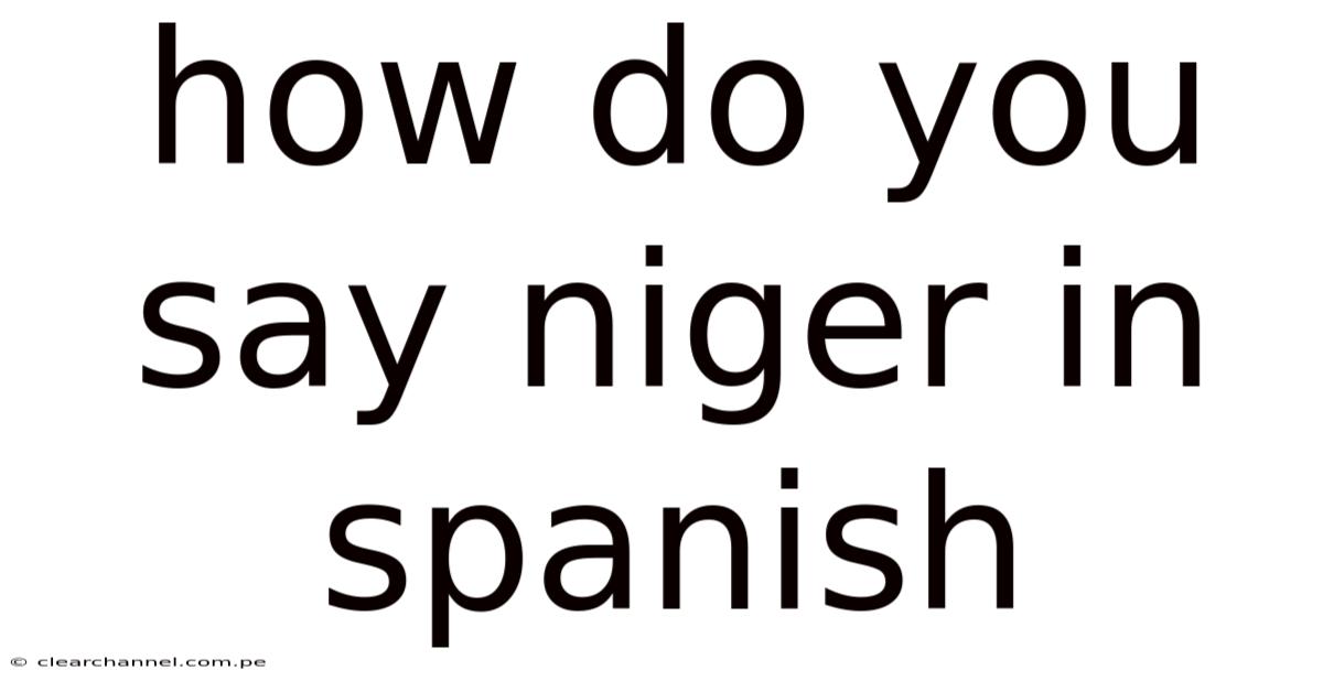 How Do You Say Niger In Spanish
