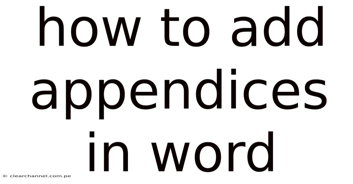 How To Add Appendices In Word