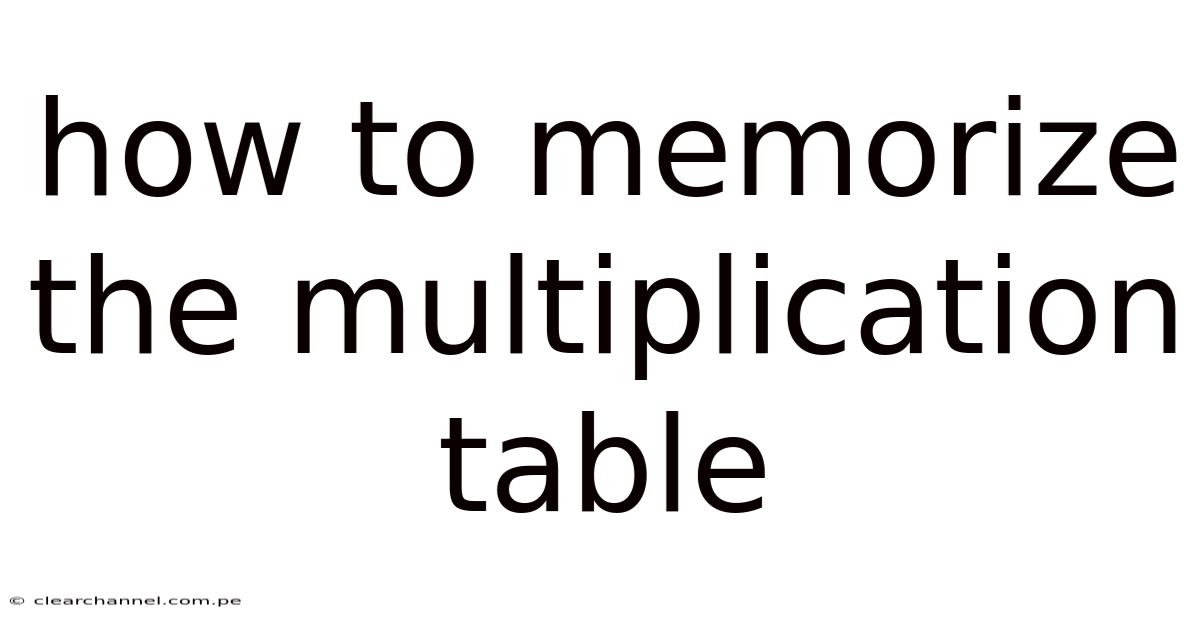 How To Memorize The Multiplication Table