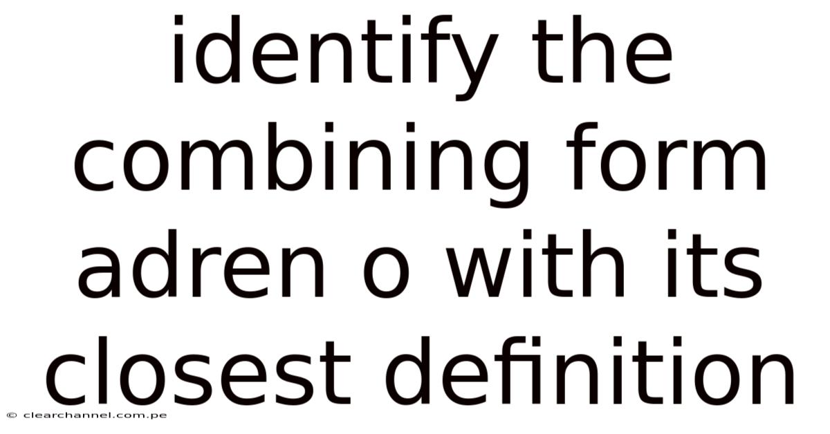 Identify The Combining Form Adren O With Its Closest Definition