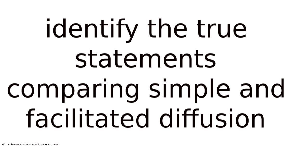 Identify The True Statements Comparing Simple And Facilitated Diffusion