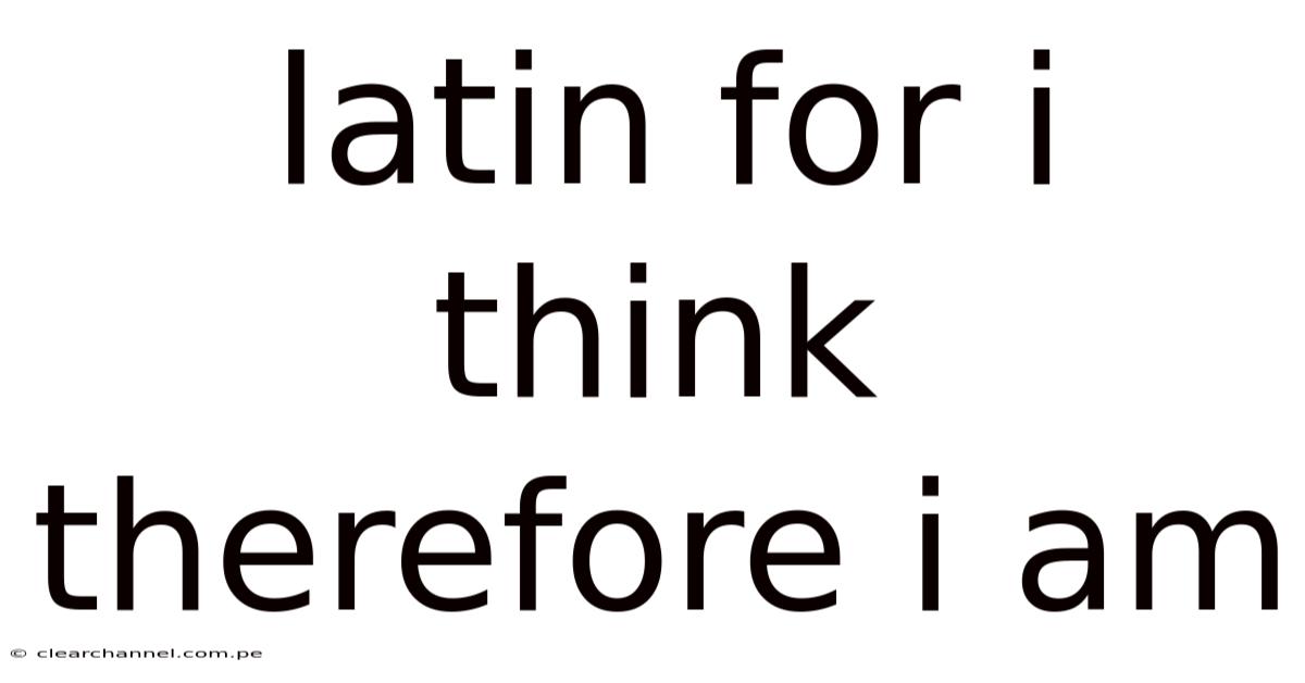 Latin For I Think Therefore I Am