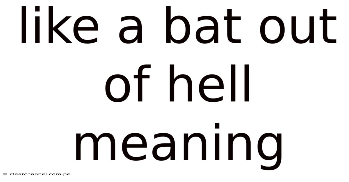 Like A Bat Out Of Hell Meaning