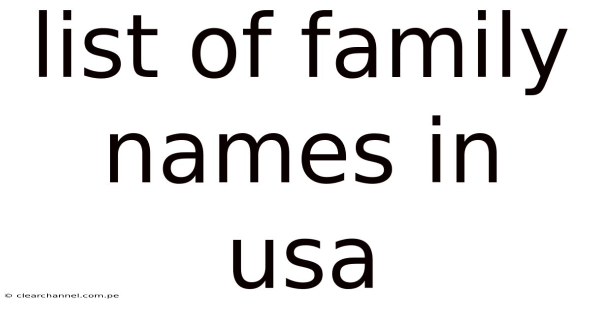 List Of Family Names In Usa