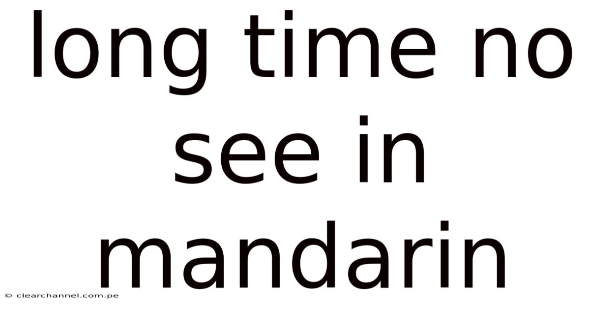 Long Time No See In Mandarin