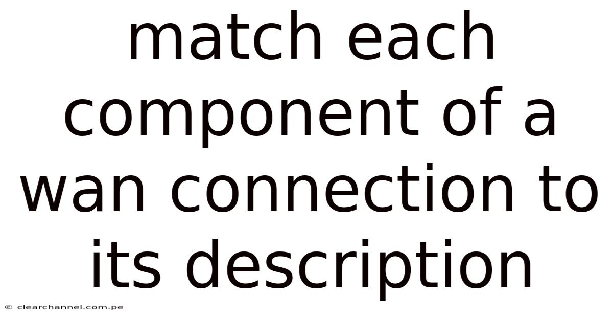 Match Each Component Of A Wan Connection To Its Description