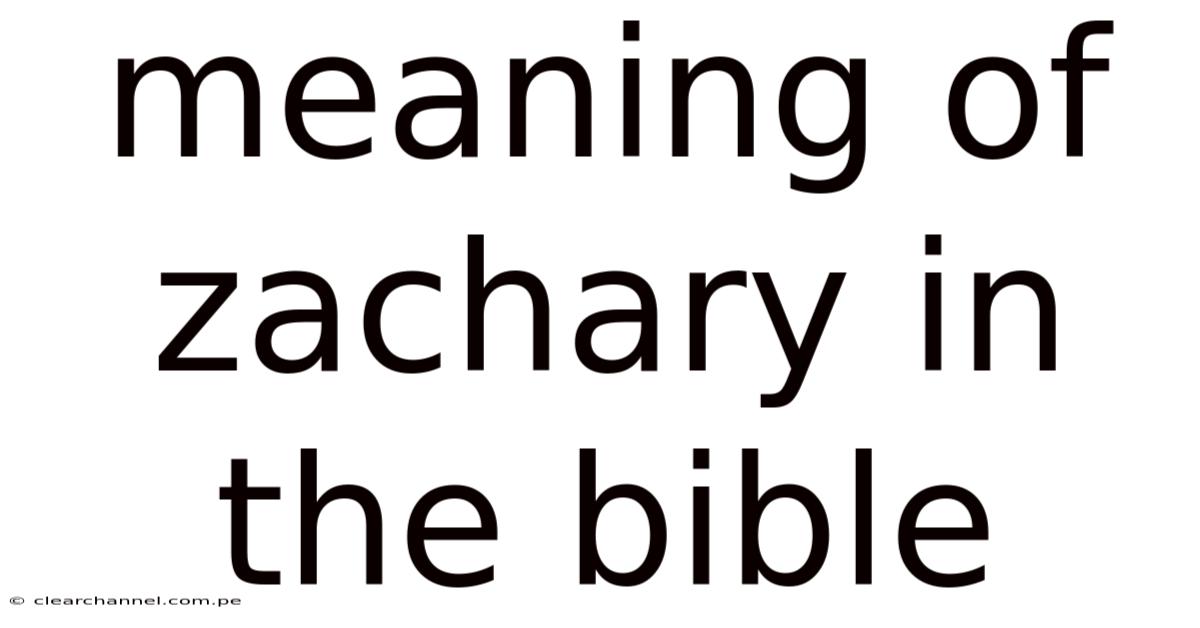 Meaning Of Zachary In The Bible