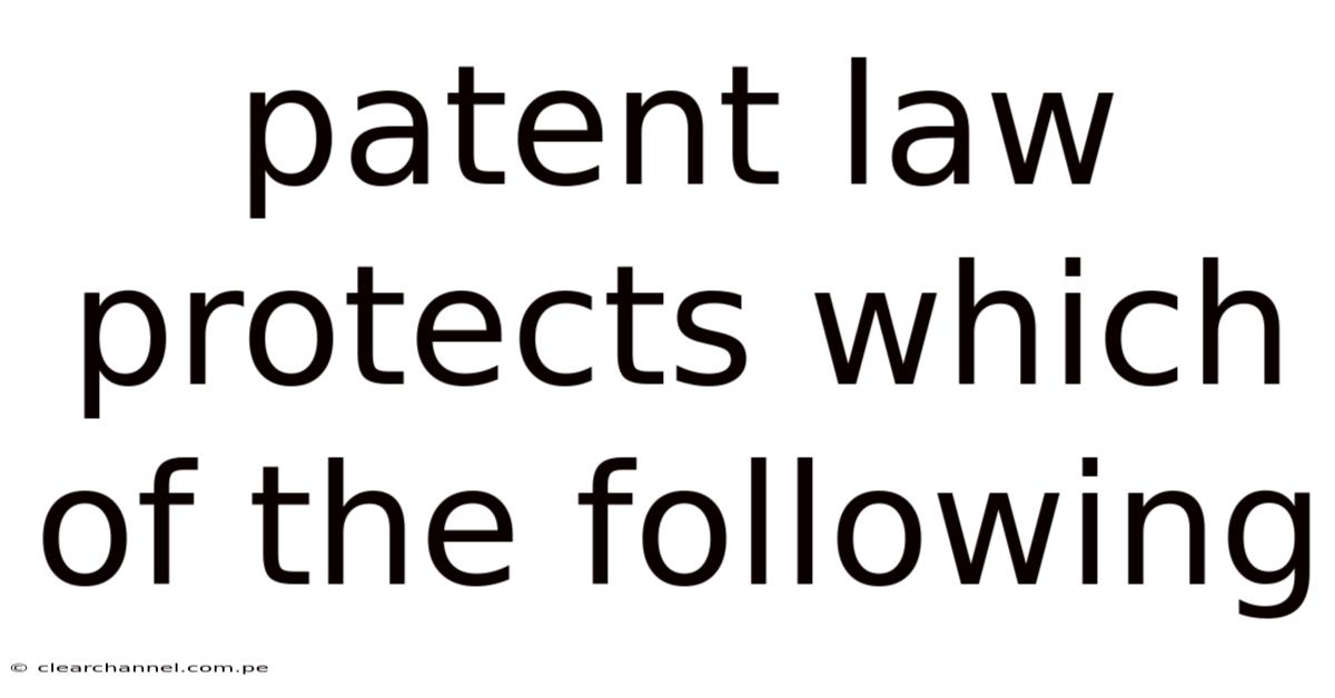Patent Law Protects Which Of The Following