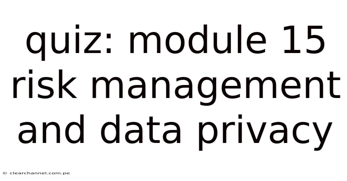 Quiz: Module 15 Risk Management And Data Privacy