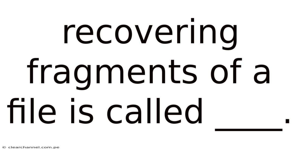 Recovering Fragments Of A File Is Called ____.