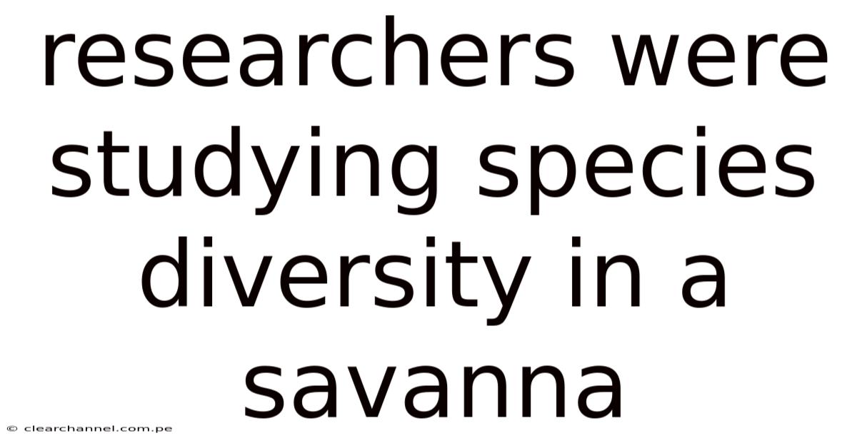 Researchers Were Studying Species Diversity In A Savanna