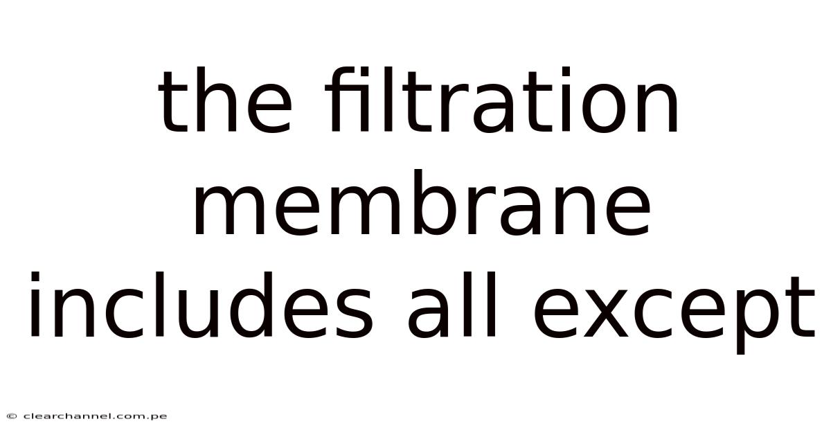 The Filtration Membrane Includes All Except