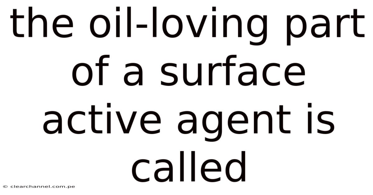The Oil-loving Part Of A Surface Active Agent Is Called