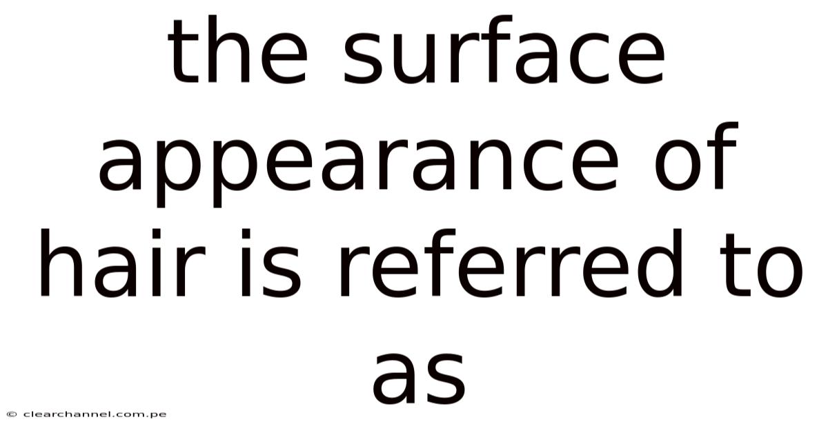 The Surface Appearance Of Hair Is Referred To As