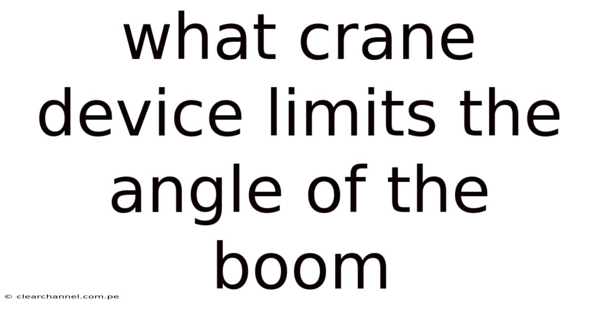 What Crane Device Limits The Angle Of The Boom