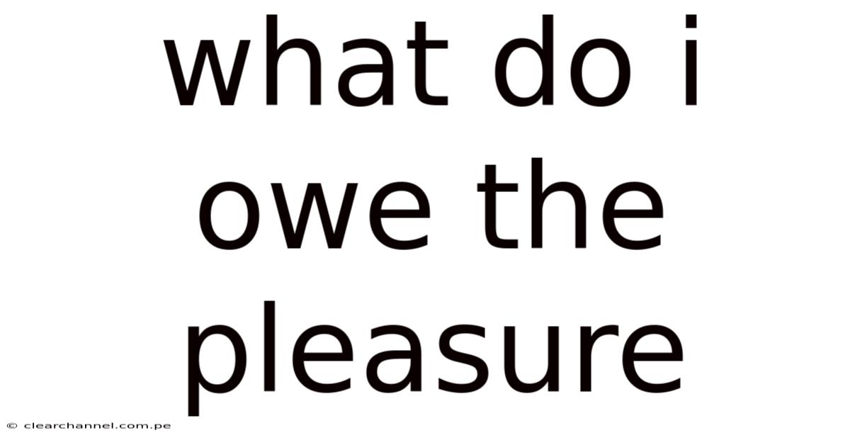 What Do I Owe The Pleasure