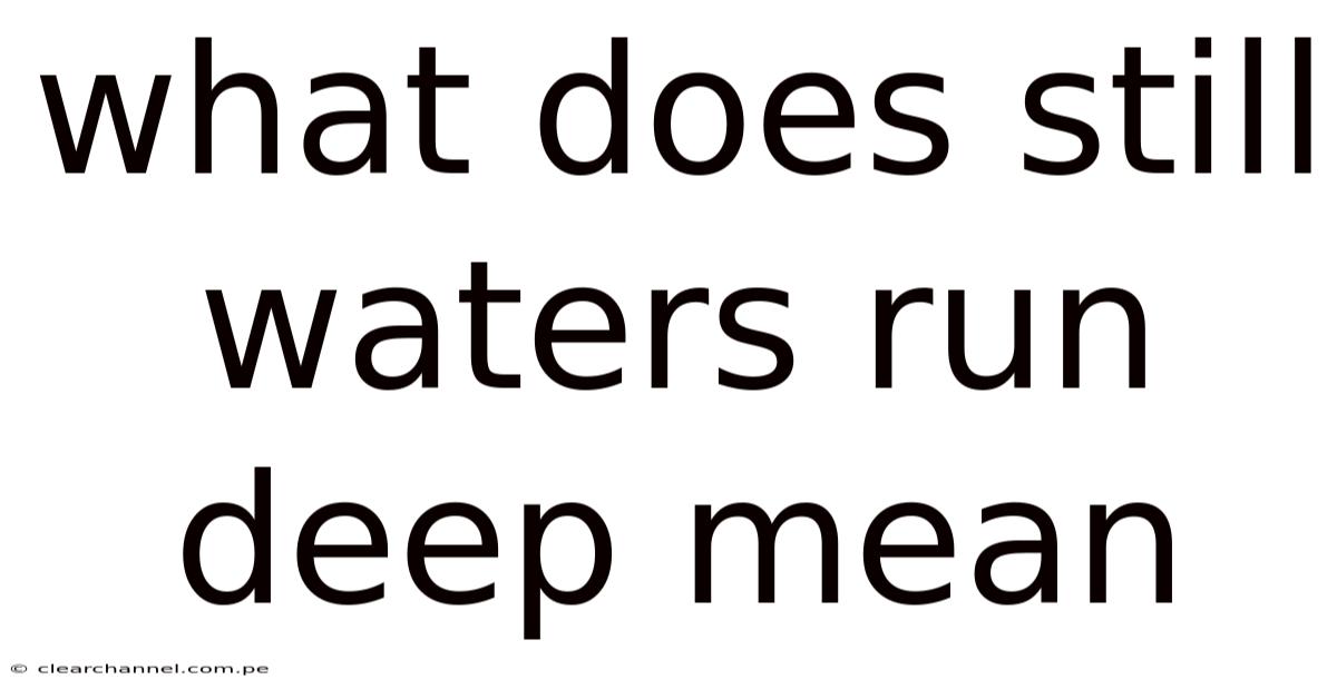 What Does Still Waters Run Deep Mean