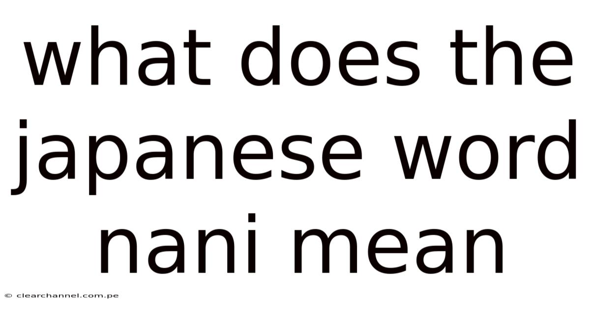 What Does The Japanese Word Nani Mean