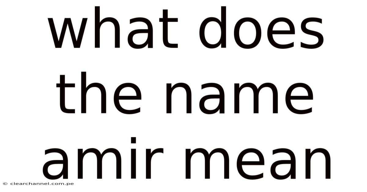 What Does The Name Amir Mean