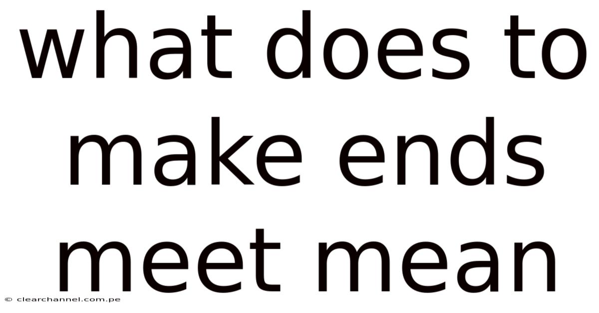 What Does To Make Ends Meet Mean