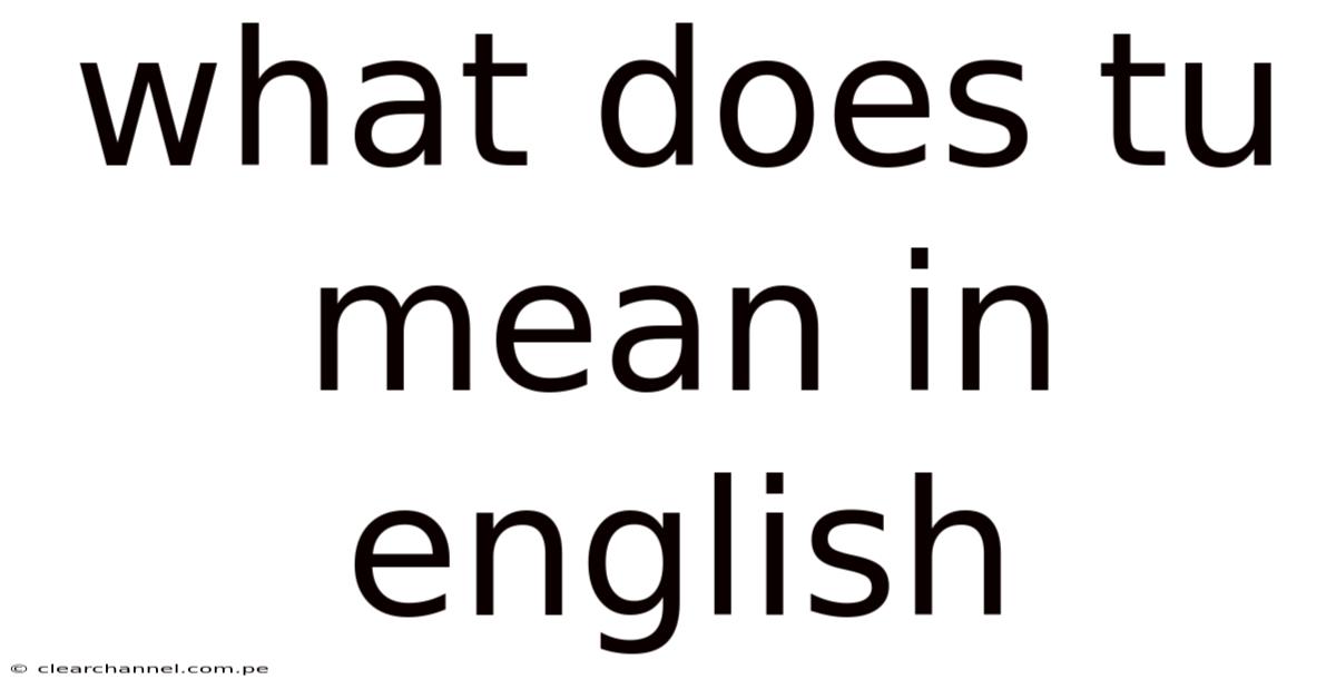 What Does Tu Mean In English