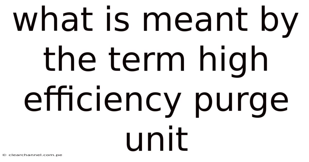 What Is Meant By The Term High Efficiency Purge Unit