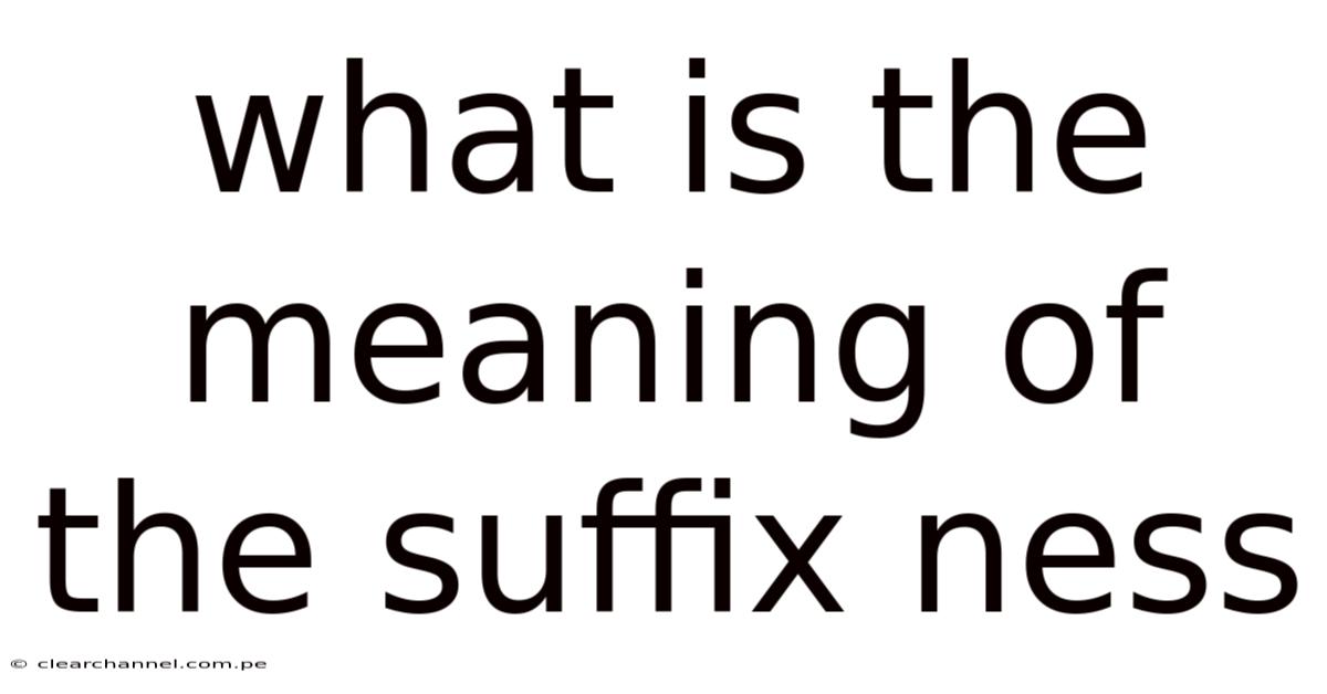What Is The Meaning Of The Suffix Ness