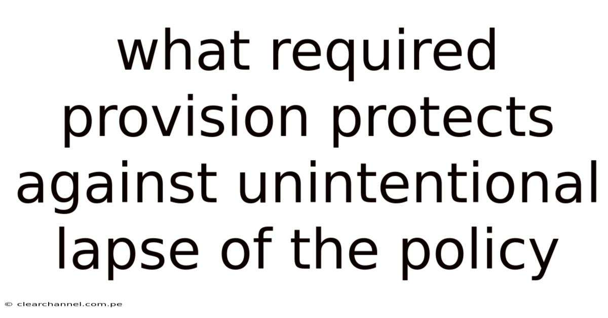 What Required Provision Protects Against Unintentional Lapse Of The Policy