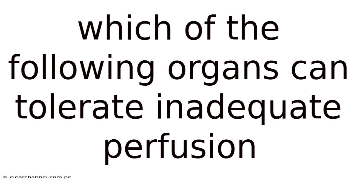 Which Of The Following Organs Can Tolerate Inadequate Perfusion