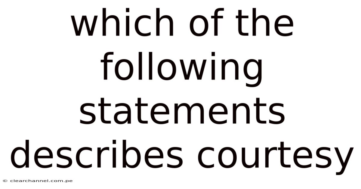 Which Of The Following Statements Describes Courtesy