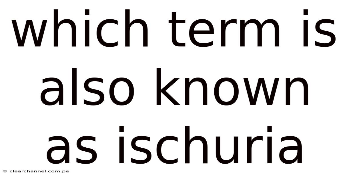 Which Term Is Also Known As Ischuria