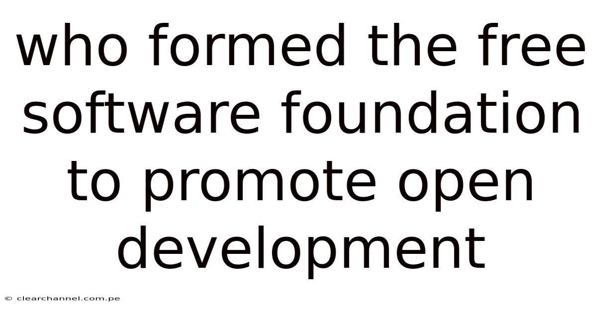 Who Formed The Free Software Foundation To Promote Open Development