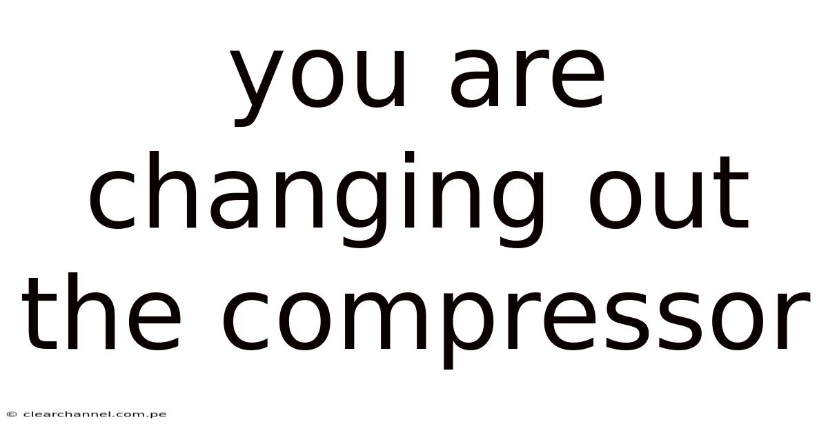 You Are Changing Out The Compressor